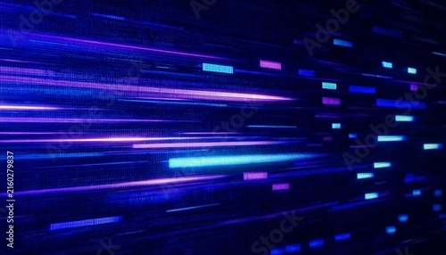 Futuristic Blue and Purple Digital Light Trails Technology Background