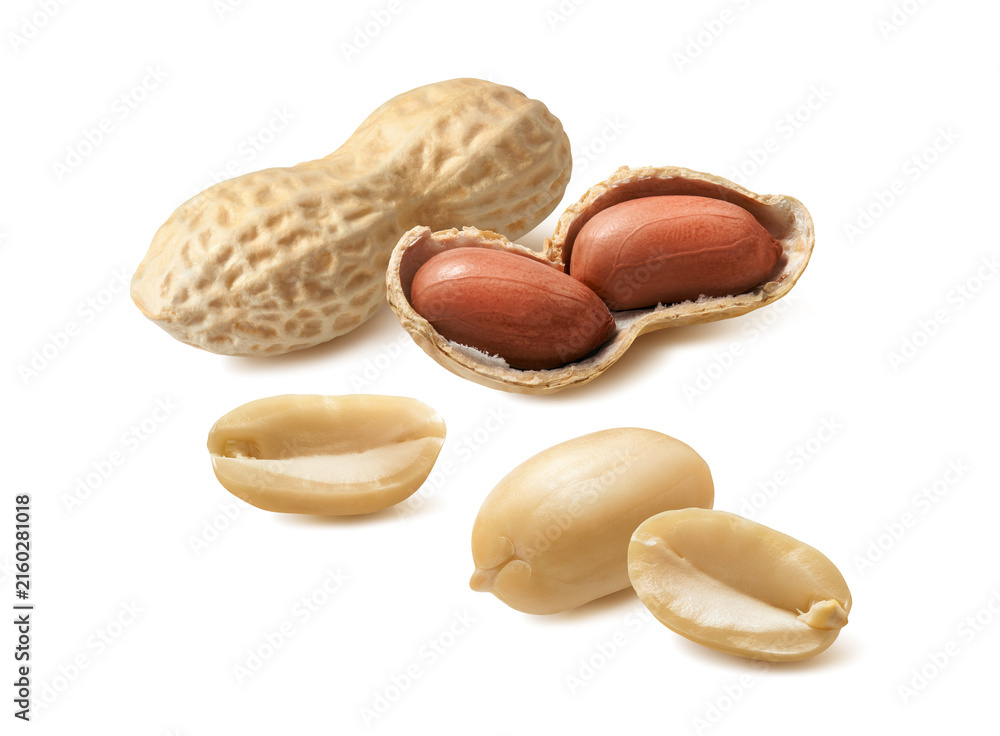 Obraz premium Ground nut, peanut group isolated on white background. Real photography