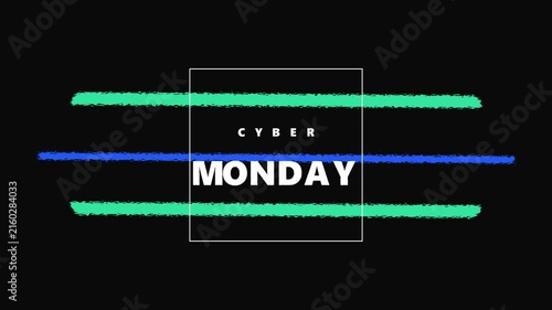 Cyber monday sale motion title with neon brush stroke promotion marketing e-commerce