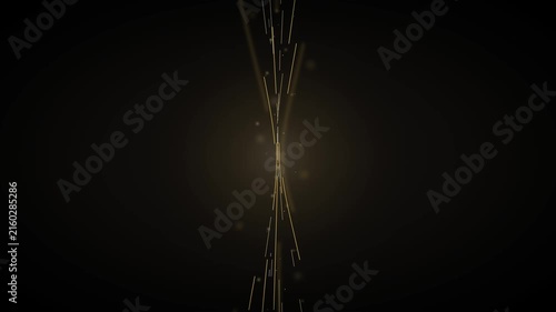 Abstract golden light streaks and particles motion background, on dark luxury background