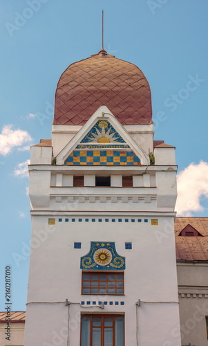 The tower of an old mansion in the Art Nouveau style.