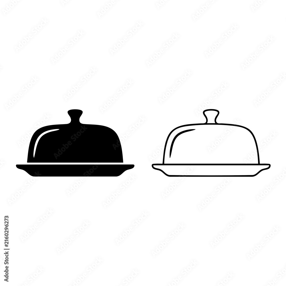 Fototapeta premium butter dish vector icon design with line art and silhouette line art with silhouette line line art with silhouette vector
