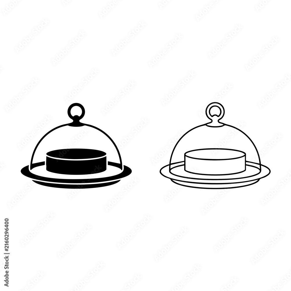 Fototapeta premium cake dome vector icon set with line art and silhouette design line art with silhouette line art with silhouette vector