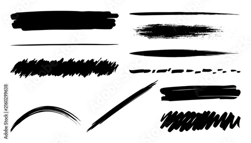 Brush Strokes Set with Textured Lines and Abstract Shapes Featuring Texture