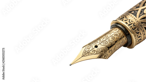 Konstfotografi Luxury vintage fountain pen with gold nib isolated on a white background