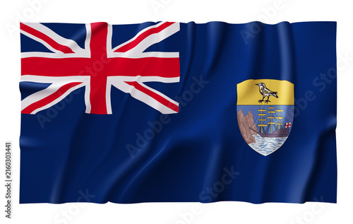 Waving Saint Helena, Ascension and Tristan da Cunha Flag