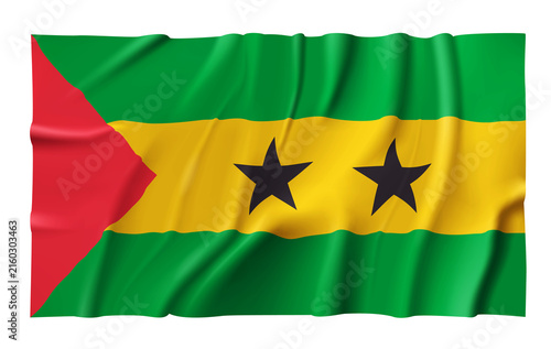 Waving Sao Tome and Principe Flag
