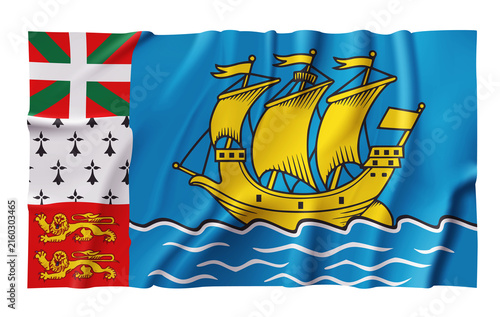 Waving Saint Pierre and Miquelon Flag