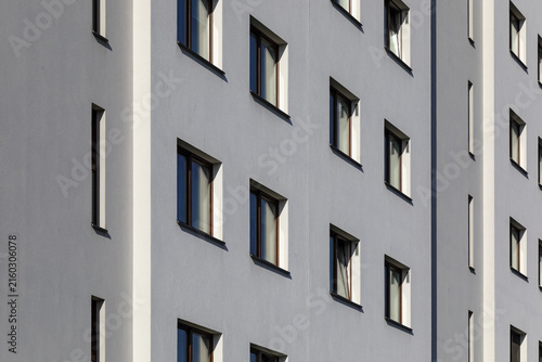 This is a small piece of the front of a newly built block of flats
