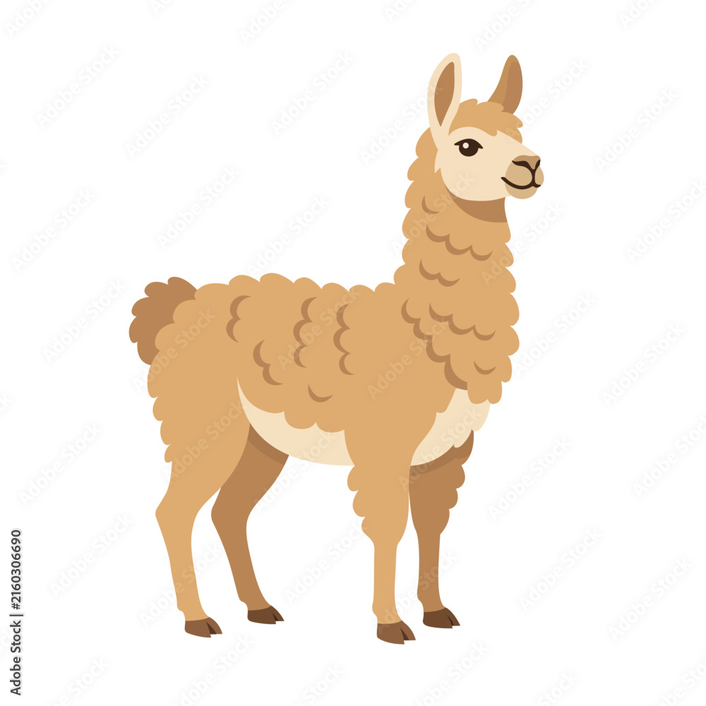 Naklejka premium Llama Flat Vector Illustration Clipart for Animal and Wildlife Design