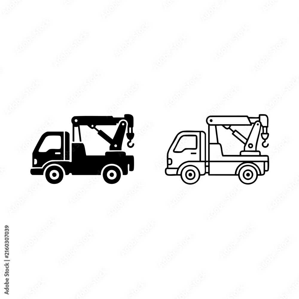 Naklejka premium crane truck body icon art with silhouette vector line art design line art with silhouette line art with silhouette vector