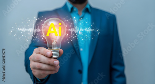 Professional Holding a Glowing Light Bulb With Artificial Intelligence Concept Symbolizing Creative Digital Innovation and Future Technology Solutions
