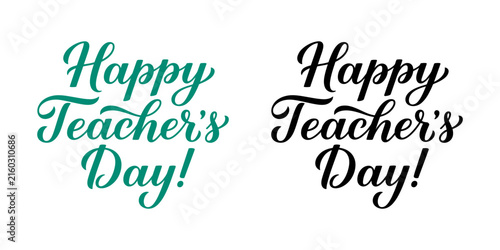 Beautiful elegant handwritten calligraphy conveys a heartfelt happy teachers day message in two distinct color styles on a clean white backdrop