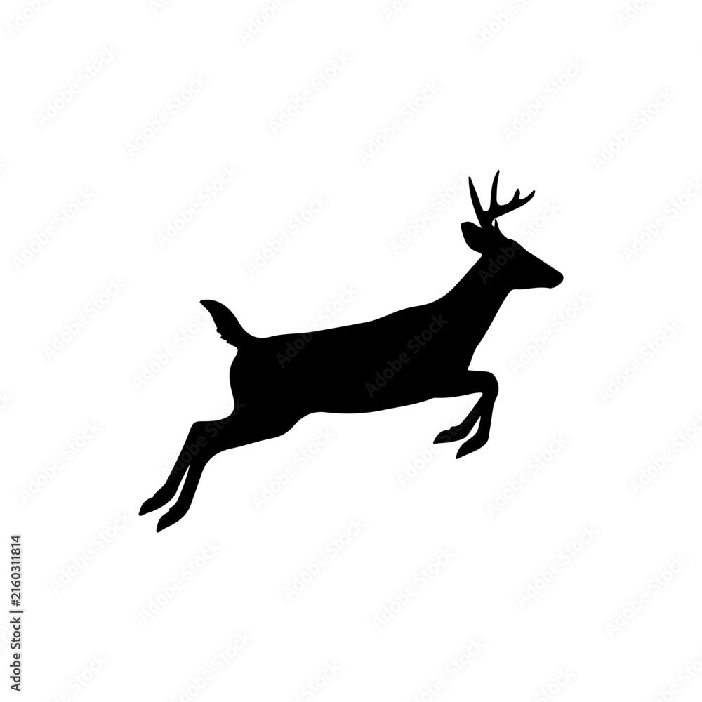 Fototapeta premium Leaping or jumping stag deer silhouette vector graphic