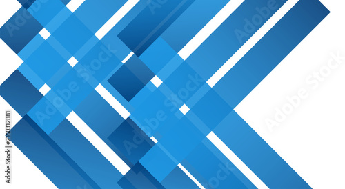 Abstract Blue Diagonal Stripes, Intersecting Geometric Bands, Layered Rectangular Shapes, White Gaps, Bright Blue Gradient, Repeating Cross Pattern, Modern Graphic Background