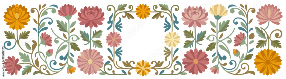 Obraz premium Floral Border Design Isolated Transparent Background