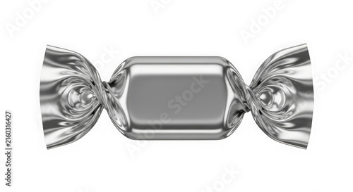 Silver gift box with decorative ribbon bow. Elegant 3D present packaging for celebrations and promotions.