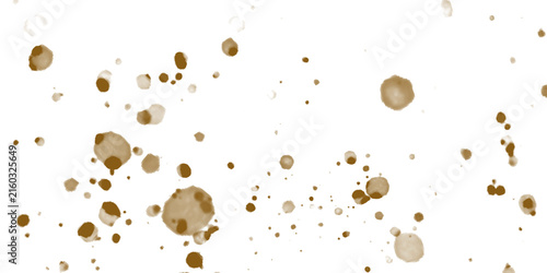 Brown paint splatter texture overlay with scattered drops and ink dots, creating a grunge art effect on transparent background
