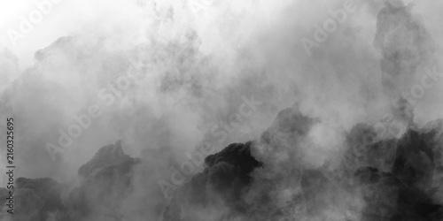 Dark black smoke rising and spreading, creating a spooky and mysterious atmosphere with dense fog, mist, and pollution vapor on a transparent background, perfect for overlay effects