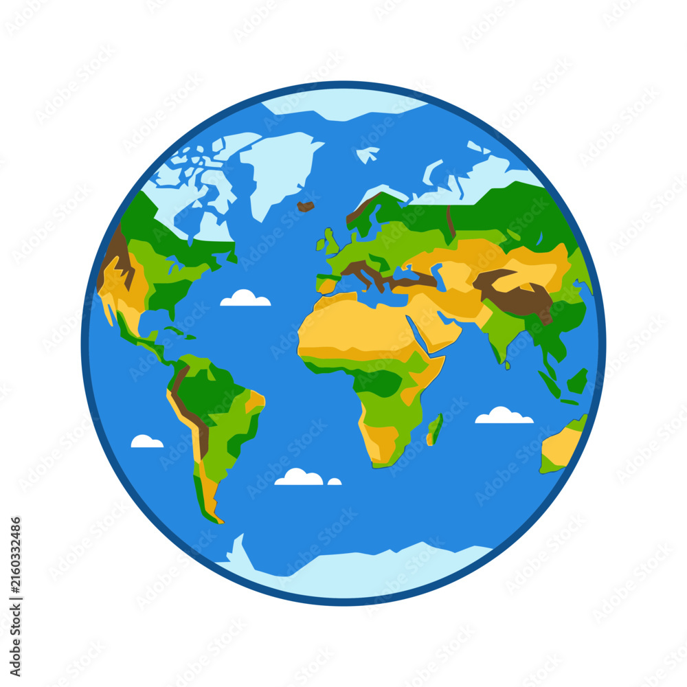 Naklejka premium Planet earth globe map showing continents and oceans in flat design