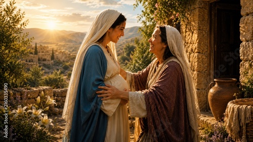 Virgin Mary Visits Elizabeth – Biblical Visitation Scene from the Gospel of Luke
