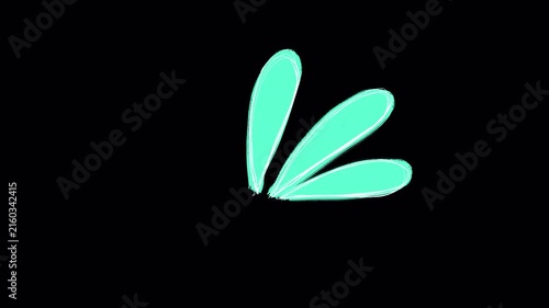 Hand drawn sketch of fireworks celebration burst plant leaves shape video frame isolated on transparent background