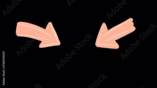 Hand drawn sketch of two pointing arrows focus pointer video frame isolated on transparent background