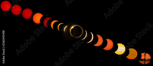 фотографія Total solar eclipse phase sequence composite showing progression from partial ec