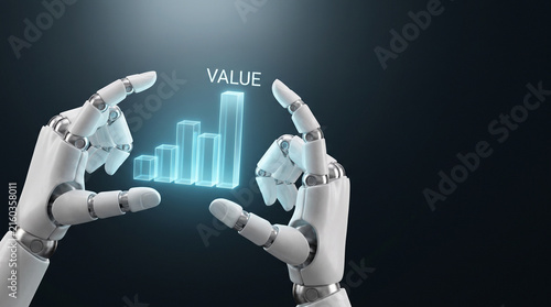   Robotic hand touching digital value graph for artificial intelligence business concept