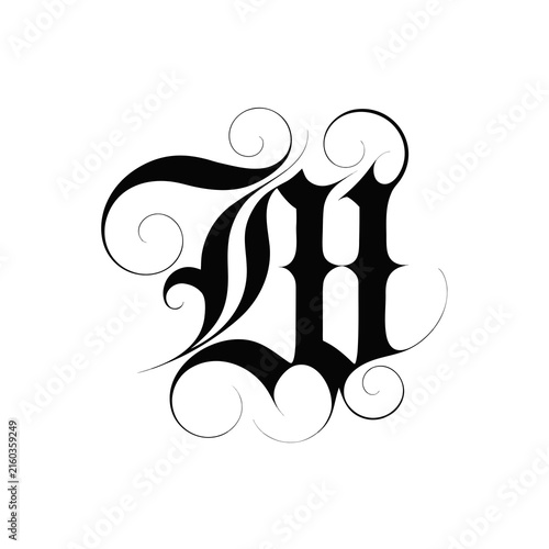 Tapety artystyczne Elegant gothic blackletter lowercase D monogram calligraphy vector illustration isolated