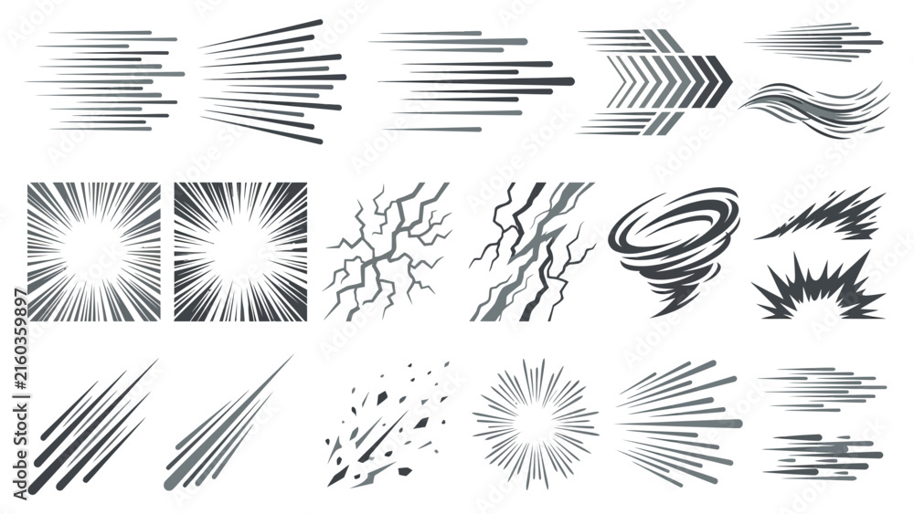 Fototapeta premium Speed lines and motion effects in vector illustration with a clean graphic style