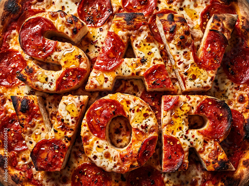 Pizzeria Typography: 'SAVOR' Spell Out in Pepperoni Pizza