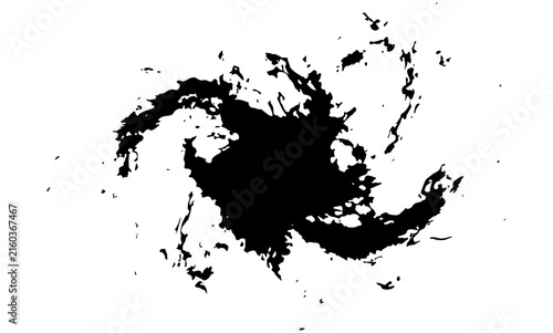 Black ink vortex swirl vector illustration isolated on transparent background