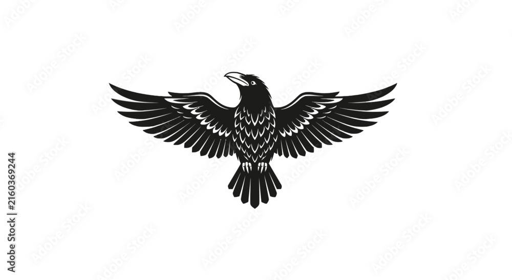 Fototapeta premium Raven silhouette vector emblem design.