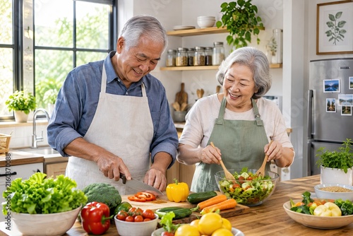Senior Couple Cooking Together