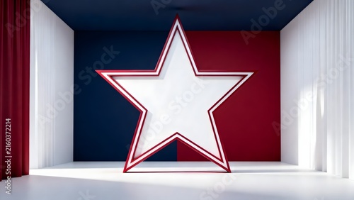 Floating 3D Red White Blue Star Frame Patriotic Background