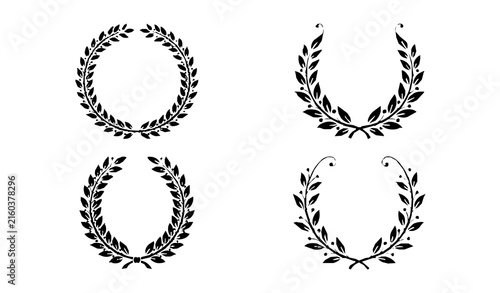 Obraz na plátne Green Laurel Wreath Award Achievement Heraldic Vector Ornament Collection