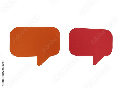 Orange and red speech bubble icons for communication and messaging design elements isolated on transparent background