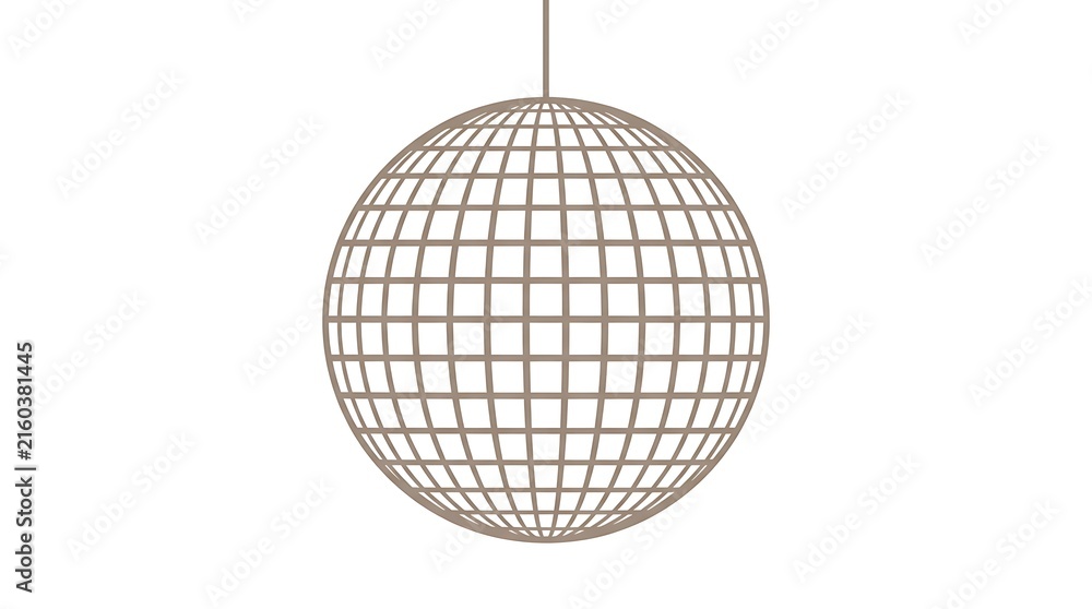 Fototapeta premium Glowing geometric disco ball sphere 3D wireframe mesh for party lighting design