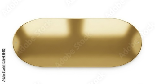 Golden Rounded Rectangle Metallic Button With Glossy 3D Surface