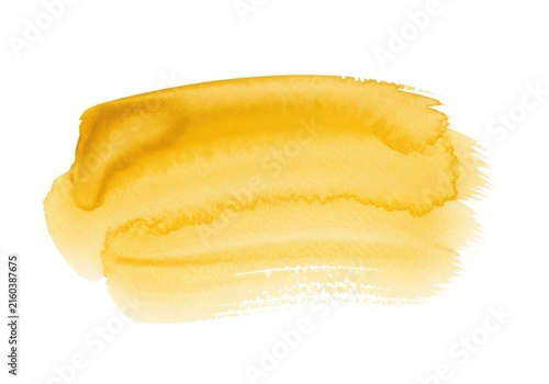 Hand Painted Yellow Brush Stroke With Artistic Texture Isolated For Design