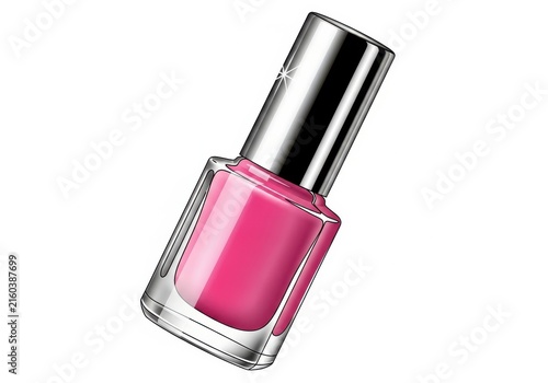 Pink Nail Polish Bottle With Glossy Cosmetic Lacquer Isolated For Beauty Design
