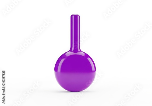 Purple Round Laboratory Flask With Long Neck For Science And Chemistry