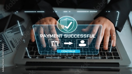 Quadro su tela Successful transaction message showing secure payment