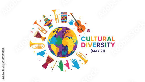 Cultural Diversity Concept with Global Unity and Musical Instruments