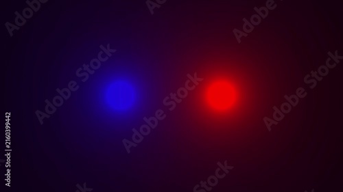 Flashing red and blue emergency lights overlay, police siren warning signal background.