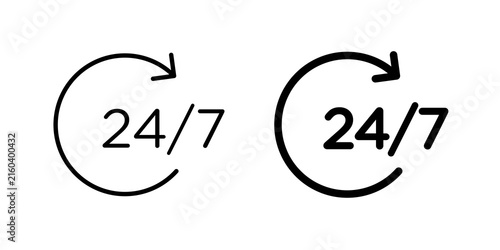 Bild auf Leinwand 24 Hours a day service icon lineart symbol pack