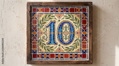 Mosaic in the Church of the Holy Sepulchre in Jerusalem, Ancient Byzantine Floral Pattern with Ornamental Geometric Tiles, Vintage Religious Architecture and Traditional Mosaic Decoration:::