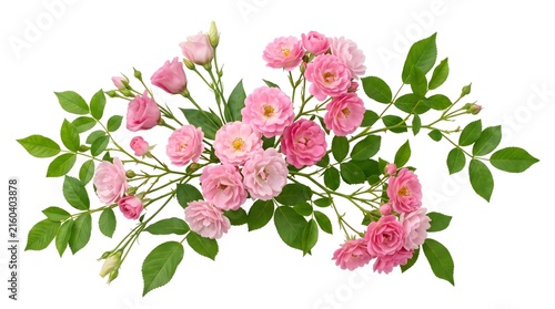 PINK ROSES WITH GREEN LEAVES