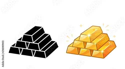 Gold bars illustration features a black silhouette and a colored version